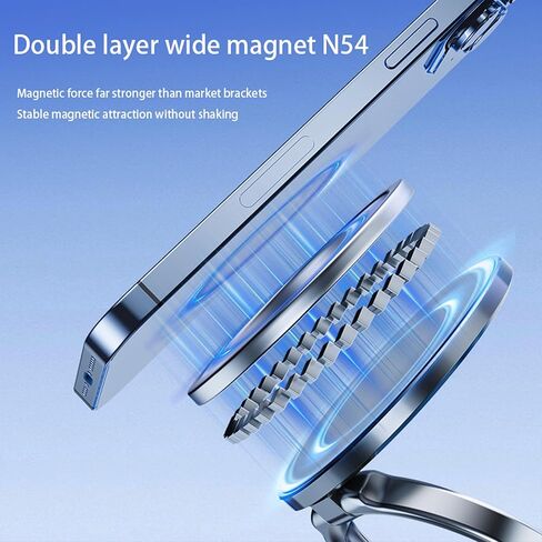 حامل هاتف السيارة MagSafe، قاعدة تثبيت مغناطيسية قوية تدور 360 درجة قابلة للتعديل، مرآة الزجاج الأمامي للوحة القيادة، حامل هاتف السيارة متوافق مع iPhone MagSafe وجميع هواتف Android in Kuwait
