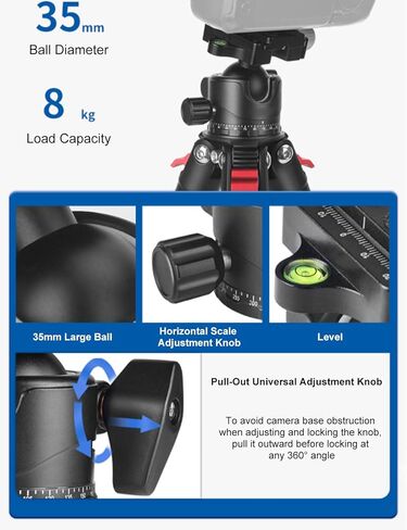 Akozon رأس كروي ثلاثي القوائم منخفض المستوى 360 رأس كروي دوار مع لوحة بانوراما Ballhead لكاميرا DSLR للتصوير في الهواء الطلق in Kuwait