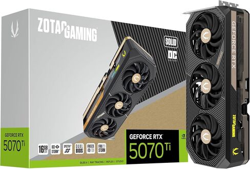 ZOTAC Gaming GeForce RTX 5070 Ti Solid OC DLSS 4 16GB GDDR7 256-bit 28 Gbps PCIE 5.0 Gaming Graphics Card, IceStorm 3.0 Advanced Cooling, Spectra 2.0 ARGB Lighting, ZT-B50710J-10P in Kuwait