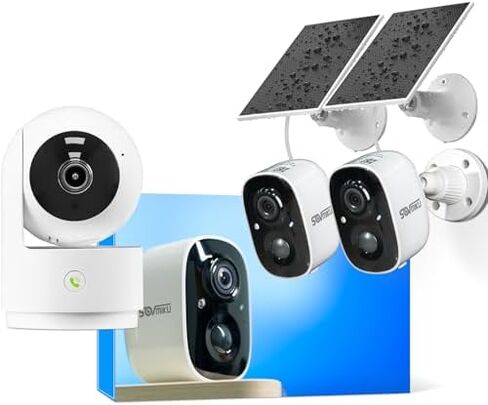 SOVMIKU Vicohome AI 2K Outdoor Solar Battery Security Cam & Indoor Plug-in Cam System, Two Way Audio, Motion Detection, 360° View, Easy to Setup, Color Night Vision, Audible Siren,180 Days Care Plan in Kuwait