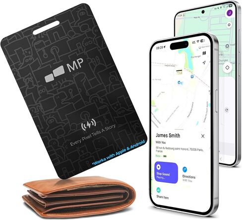 2026 Mobile Pixels Wallet Tracker Card, Works with (iOS and Android), Ultra Slim Rechargeable Bluetooth Tracker, Tracker Key Finder, Portable Item Locator for Wallet, Bags, Luggage (2- Pack) in Kuwait