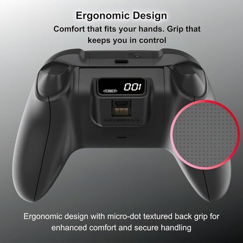 CRUAYA Wireless Gaming Controller Compatible with Xbox Series X|S, Xbox One and Windows PC with Rechargeable 1400mAh Battery Display, Bluetooth Gaming Controller, USB-C, 3.5mm Audio Jack, Black and Red Design in Kuwait