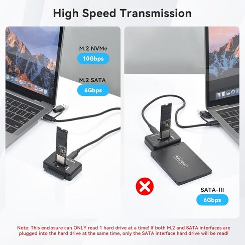 ELUTENG NVMe SATA إلى USB SSD Enclosure 3 in 1 M.2 NVMe/NGFF & 2.5 "SATA HDD قارئ محول 10 جيجابت في الثانية محول القرص الصلب الخارجي عالي السرعة لمفتاح M/B+M PCIE in Kuwait