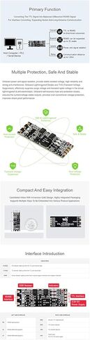 Galvanic Isolated TTL to RS485 (C) Converter Module Point-to-Point Half-Duplex Communication 3.3V ~ 5V TTL Signal Level 200W Iightningproof and Surge-Suppress 6KV ESD Protection in Kuwait