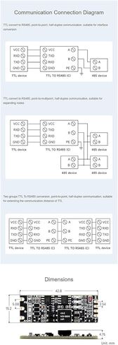 Galvanic Isolated TTL to RS485 (C) Converter Module Point-to-Point Half-Duplex Communication 3.3V ~ 5V TTL Signal Level 200W Iightningproof and Surge-Suppress 6KV ESD Protection in Kuwait