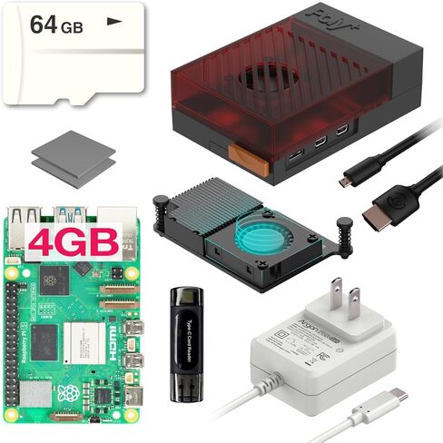 طقم حافظة Argon Poly+5 لجهاز Raspberry Pi 5 (BRED، 4 جيجابايت) in Kuwait