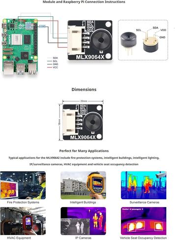 Infrared Thermal Camera MLX90642-D110 Module, 32x24 Thermal Sensor Array, I2C 1MHz, 3.3V/5V Logic Compatible, Low Power Thermal Imaging Board for Compatible with Raspberry Pi & MCU Projects in Kuwait