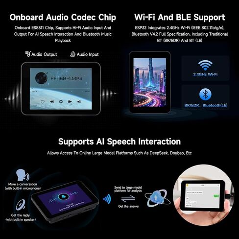 Waveshare ESP32 3.5inch Rounded Corner Touch LCD Development Board, 320 × 480, Onboard Audio Codec Chip, Built-in Microphone and Speaker, Supports Wi-Fi and BLE, Without BAT in Kuwait