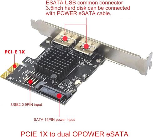 PCIe إلى بطاقة التوسعة 2 منفذ بطاقة PCI Express بسرعة 6 جيجابت في الثانية مع شريحة ASM1061 للتبديل السريع لسطح المكتب in Kuwait