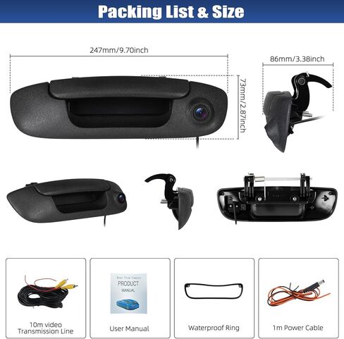 Tailgate Handle Backup Camera for 2002-2008 Dodge Ram 1500 2500 3500 Night Vision Wide Angle Parking Assist Reversing Camera, HD Reverse Rear View Camera (RCA Connector) in Kuwait