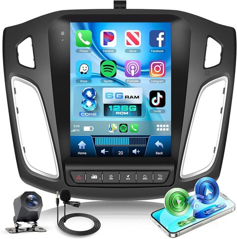 [8Core 6G+128G] Car Stereo for Ford Focus 2012-2018,Android 15,Wireless Carplay Android Auto,9.7" Vertical IPSTouch Screen Radio,5GWiFi,GPS,EQ DSP/Bluetooth 5.0/SWC/AHD Backup Camera in Saudi Arabia