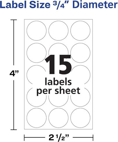 Avery Multi-Use Removable Labels, 3/4 Inch Round Stickers, White, Non-Printable, 315 Blank Labels Total (6738) in Saudi Arabia