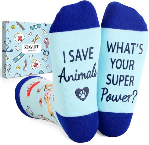 Zmart Unisex Veterinary Socks VET Socks Veterinarian Socks, Veterinary Technician Gifts Future Veterinarian Gifts Pet Doctor Gifts Dogtor Gifts, Veterinarian Blue, M in Saudi Arabia