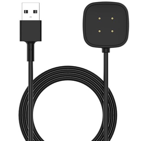 شاحن لـ Fitbit Versa 4/Versa 3/Sense 2/Sense، قاعدة كابل شحن USB-A مغناطيسية بديلة (أسود، عبوتان) in Kuwait