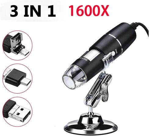 1600X Digital Microscope 3in1 Type-C USB Portable Electronic Beauty Health Profession for Soldering LED Magnifier in Kuwait