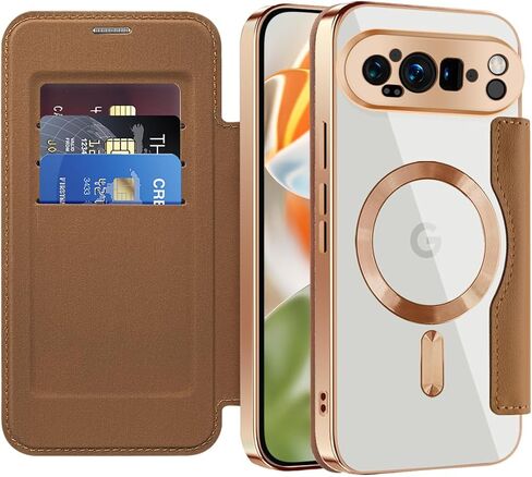 Magnetic Case for Google Pixel 10a Wallet Case with Card Holder [RFID Blocking ][Compatible with MagSafe] Leather Flip Clear TPU Protection Cover for Google Pixel 10a Green JD in Kuwait