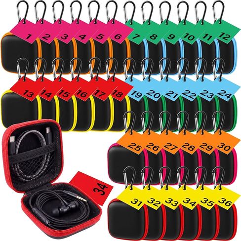 Kingdder 36 Pcs Back to School Earbuds Case with Colorful Number Cards Biner Students Portable Earbud Case Pouch Accessories Organizer EVA Headphone Holder for School Classroom Teacher Student Gifts in Kuwait