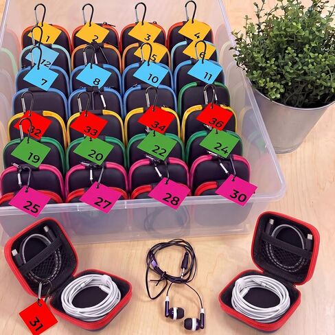 Kingdder 36 Pcs Back to School Earbuds Case with Colorful Number Cards Biner Students Portable Earbud Case Pouch Accessories Organizer EVA Headphone Holder for School Classroom Teacher Student Gifts in Kuwait