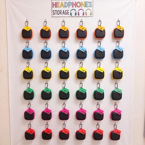 Kingdder 36 Pcs Back to School Earbuds Case with Colorful Number Cards Biner Students Portable Earbud Case Pouch Accessories Organizer EVA Headphone Holder for School Classroom Teacher Student Gifts in Kuwait
