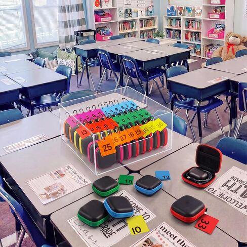 Kingdder 36 Pcs Back to School Earbuds Case with Colorful Number Cards Biner Students Portable Earbud Case Pouch Accessories Organizer EVA Headphone Holder for School Classroom Teacher Student Gifts in Kuwait