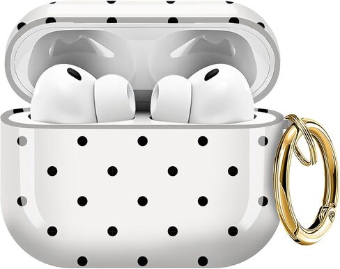 متوافق مع AirPods Pro 3 (2025) حافظة ناعمة من مادة TPU مع غطاء سلسلة مفاتيح ذهبي لطيف حافظة طلاء الفهد للفتيات والنساء لـ Airpod Pro 3 - بيج منقط in Kuwait