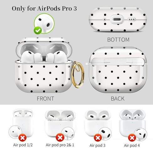 متوافق مع AirPods Pro 3 (2025) حافظة ناعمة من مادة TPU مع غطاء سلسلة مفاتيح ذهبي لطيف حافظة طلاء الفهد للفتيات والنساء لـ Airpod Pro 3 - بيج منقط in Kuwait