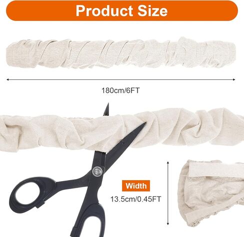 2-Pack Natural Linen Fabric Cord Cover & Chandelier Chain Sleeve – 6 Ft Wire Hider, Cable Concealer, and Light Fixture Cover for Cable Management (Bleached Linen, 2-Pack) in Kuwait