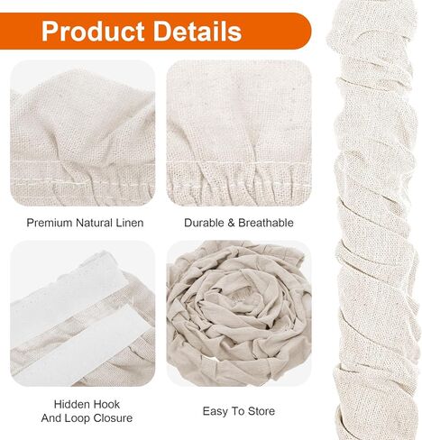 2-Pack Natural Linen Fabric Cord Cover & Chandelier Chain Sleeve – 6 Ft Wire Hider, Cable Concealer, and Light Fixture Cover for Cable Management (Bleached Linen, 2-Pack) in Kuwait