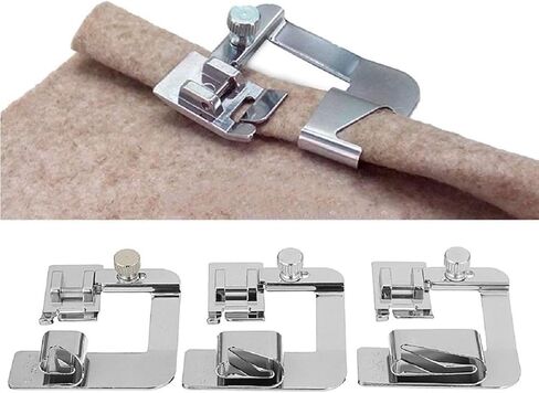 3 Sizes Wide Rolled Hem Pressure Foot Sewing Machine Presser Foot Hemmer Foot Set (1/2 Inch, 3/4 Inch, 1 Inch) for Singer, Brother, Janome and Other Low Shank Sewing Machines in Saudi Arabia