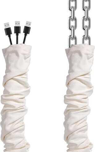 2-Pack Natural Linen Fabric Cord Cover & Chandelier Chain Sleeve – 6 Ft Wire Hider, Cable Concealer, and Light Fixture Cover for Cable Management (Bleached Linen, 2-Pack) in Kuwait