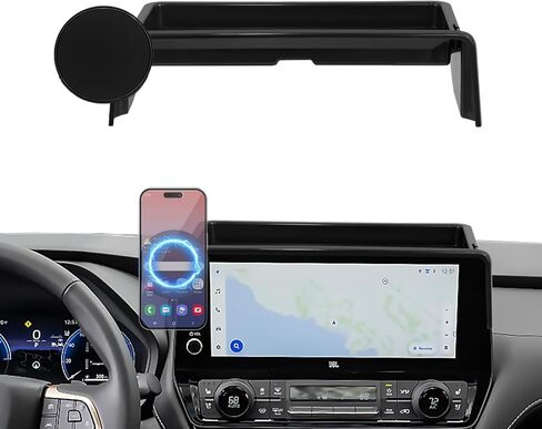 حامل هاتف السيارة لعام 2024 2025 2026 ملحقات Toyota Grand Highlander/Grand Highlander Hybrid، شاشة 12.3 بوصة، متوافق مع MagSafe المغناطيسي، تصميم خاص مع صندوق تخزين، حامل دوران 360 درجة in Kuwait