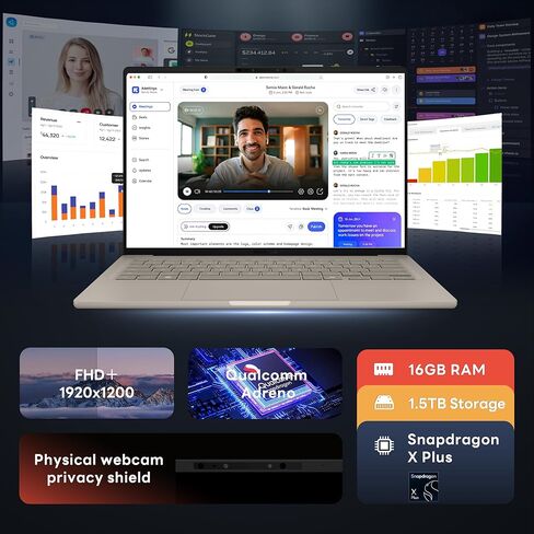 ASUS Zenbook A14 14" FHD+ OLED Laptop, Snapdragon X Plus X1P-42-100, Adreno Graphics, 16GB LPDDR5X, 1.5TB Storage (512GB SSD&1TB Docking Station), Backlit KB, Copilot+ PC, Win 11, Zabriskie Beige in Saudi Arabia