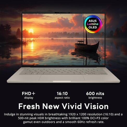 ASUS Zenbook A14 14" FHD+ OLED Laptop, Snapdragon X Plus X1P-42-100, Adreno Graphics, 16GB LPDDR5X, 1.5TB Storage (512GB SSD&1TB Docking Station), Backlit KB, Copilot+ PC, Win 11, Zabriskie Beige in Saudi Arabia