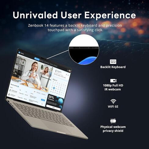 ASUS Zenbook A14 14" FHD+ OLED Laptop, Snapdragon X Plus X1P-42-100, Adreno Graphics, 16GB LPDDR5X, 1.5TB Storage (512GB SSD&1TB Docking Station), Backlit KB, Copilot+ PC, Win 11, Zabriskie Beige in Saudi Arabia