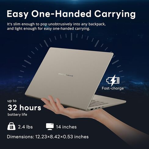 ASUS Zenbook A14 14" FHD+ OLED Laptop, Snapdragon X Plus X1P-42-100, Adreno Graphics, 16GB LPDDR5X, 1.5TB Storage (512GB SSD&1TB Docking Station), Backlit KB, Copilot+ PC, Win 11, Zabriskie Beige in Saudi Arabia