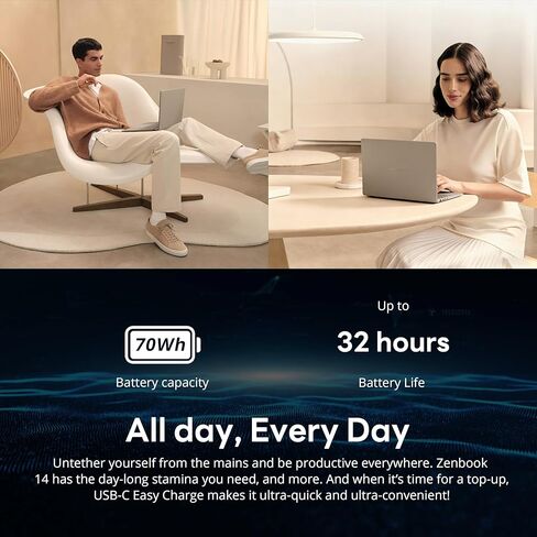 ASUS Zenbook A14 14" FHD+ OLED Laptop, Snapdragon X Plus X1P-42-100, Adreno Graphics, 16GB LPDDR5X, 1.5TB Storage (512GB SSD&1TB Docking Station), Backlit KB, Copilot+ PC, Win 11, Zabriskie Beige in Saudi Arabia