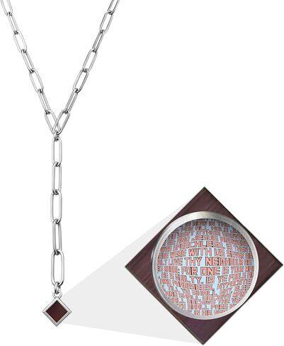 Christian Jewelry with Smallest Nano Bible - on Tiny Square Charm Pendant - Paperclip Y Neklace for Women with Entire KJV New Testament Holy Scriptures, 20" Stainless Steel Chain in Saudi Arabia