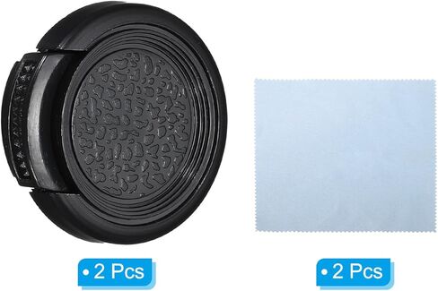 27mm Lens Cap, 2 Pack Sides Pinch Snap Camera Lens Cover for Front Lens with Cloth, Suitable for 27mm Thread Universal DSLR Lenses, Black for Nikon, for Fujifilm, for Pentax in Kuwait