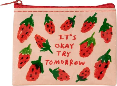 Blue Q Coin Purse-Ch-Ch-Ch-Change ، حقيبة عملة لطيفة للرجال والنساء ، منظم سلسلة مفاتيح المحفظة الصغيرة ، حقيبة سستة للعملات المعدنية ، بطاقات الهدايا وسماعات الأذن ، حامل البطاقة المصغرة ، محفظة مضغوطة ، 3 "H x 4" W in Saudi Arabia