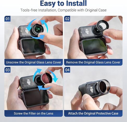JJC Osmo Nano Magnetic Wrist Mount with 3 Pcs Filter Set for DJI Osmo Nano Accessories, CPL ND16 1/2 Black Mist, Length Adjustable Magnetic Wrist Band Holder Real-Time Monitoring, Skin Friendly in Kuwait