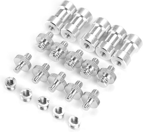 Versatile 20pcs 1/4 to 3/8 Male Female Converter Threaded Adapter Screws Set for Camera Flash Light Stand, High Strength Metal, 5 X 5 X " in Kuwait