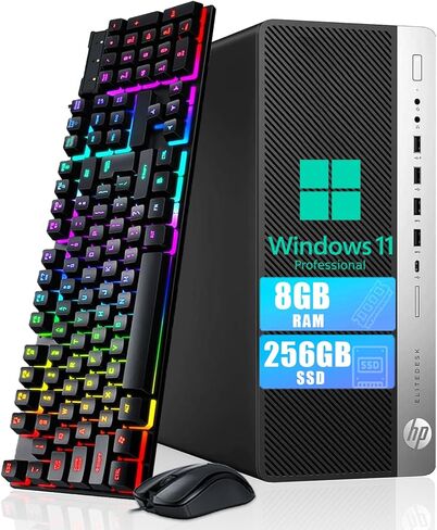 HP EliteDesk 800 G4 Tower Desktop Computer PC, Intel Core i5-8500, 8GB DDR4 RAM, 256B SSD, Keyboard & Mouse, USB WiFi & Bluetooth, Type-C, Windows 11 Pro (Renewed) in Kuwait