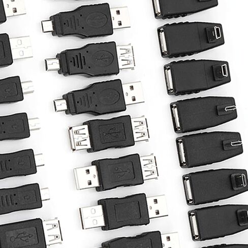 طقم محول USB 40 قطعة، موصلات محولات ذكر أنثى، موصلات صغيرة بزاوية من النوع B، مثالية للمنزل والسفر والمكتب وأجهزة الألعاب in Kuwait