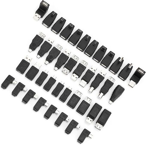 طقم محول USB 40 قطعة، موصلات محولات ذكر أنثى، موصلات صغيرة بزاوية من النوع B، مثالية للمنزل والسفر والمكتب وأجهزة الألعاب in Kuwait