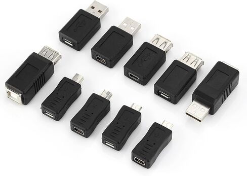طقم محول USB 40 قطعة، موصلات محولات ذكر أنثى، موصلات صغيرة بزاوية من النوع B، مثالية للمنزل والسفر والمكتب وأجهزة الألعاب in Kuwait