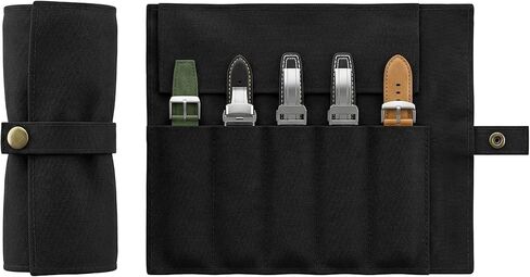Smart Strap Storage Case, Portable Pouch Holder, Canvas Travel Bag, Watch Band Accessories Multiple Accessories Capacity, Black Color in Kuwait