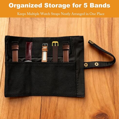 Smart Strap Storage Case, Portable Pouch Holder, Canvas Travel Bag, Watch Band Accessories Multiple Accessories Capacity, Black Color in Kuwait