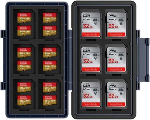 Blue 36 Slots Memory Card Case Water-Resistant Anti-Shock Memory Card Wallet for 24 Micro SD SDXC SDHC TF Cards and 12 SD SDXC SDHC Cards in Kuwait