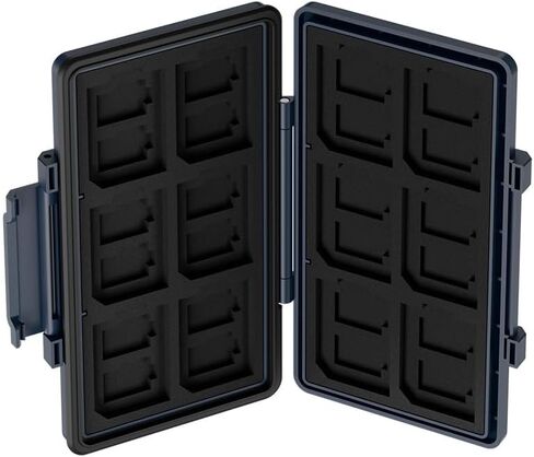 Blue 36 Slots Memory Card Case Water-Resistant Anti-Shock Memory Card Wallet for 24 Micro SD SDXC SDHC TF Cards and 12 SD SDXC SDHC Cards in Kuwait
