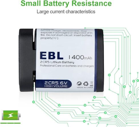 بطارية صور ليثيوم EBL 2CR5 6V مع حماية PTC، بديلة لـ 245 DL245 EL2CR5 KL2CR5 in Kuwait